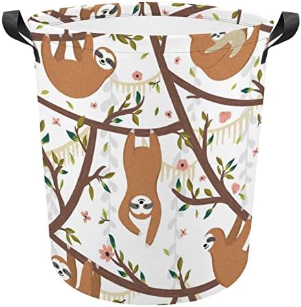 Padrão tropical preguiçosos engraçados pendurados na vida selvagem lavanderia cesta de armazenamento cesto cesto de lavanderia