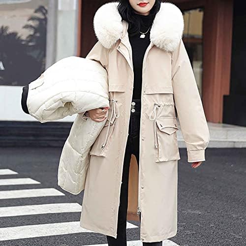 Cokuera Moda feminina outono de inverno casaco quente Classy Causal Slim Comprimento de ajuste espesso Casaco aconchegante