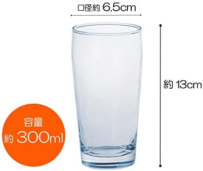 Suntory Marketing 823-256 Tumbler de vidro de cerveja, em forma de C, claro, 10,1 fl oz, 10 oz, feito no Japão, pacote de 12