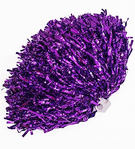 Zfhtao Cheerleading Pom Poms, manuseio fitas de flores de papel alumínio metálico pompoms de torcida, crianças infantils de dança de bola treinadores de caça de jogo