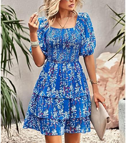 ICODOD DRESS VESTIDO DA LADY da senhora 2023 Verão Casual Colar Salia de colarinho de colarinho curto Vestidos de férias para mulheres