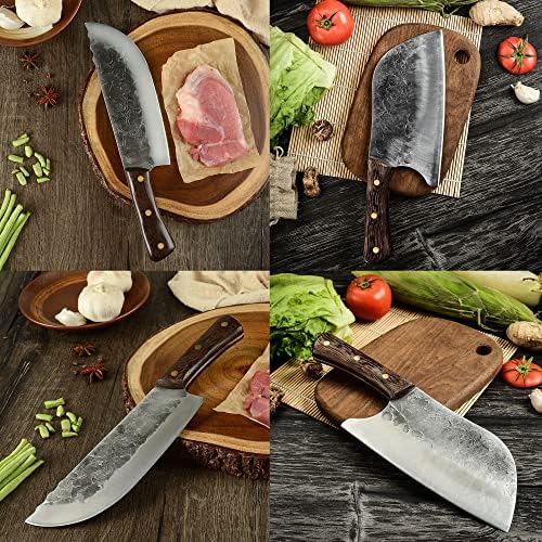 8/12pcs Butcher Knife Set Hand forged Chef Knife Sonding Knife com bainha Faca de faca de escultura em aço de alto carbono