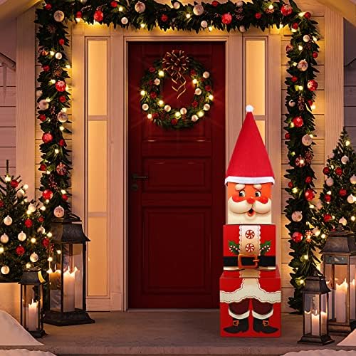 UNOMOR 4PCS Caixas de empilhamento de Natal: grandes caixas de presente decorativas do Papai Noel Bônus- Papel pesado