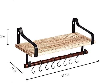 Prateleira de parede flutuante de flor de coral para armazenamento de placas de cozinha à base de madeira com barra