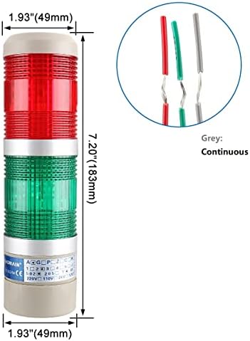 Baomain Industrial Signal Light Coluna LED Alarme Redonda Torre Indicadora Luz Contínua LTA-502T AVISO LUZ RED GREEN