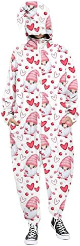 Dia dos Namorados, dia dos namorados e mulheres, impressão de impressão com capuz com zíper de pijamas casal de casal