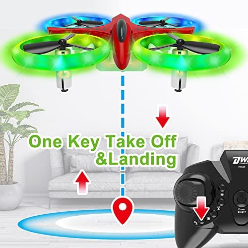 DWI Dowellin D6 Red Mini Drone para crianças+ 2pcs Cordos de carregamento de bateria