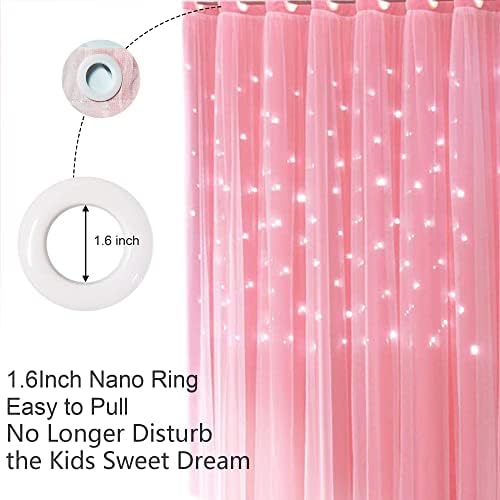 Jiabolang 2 painéis estrelas rosa cortinas de blecaute para garotas quarto garotas quarto de bebê camada estrela cortada