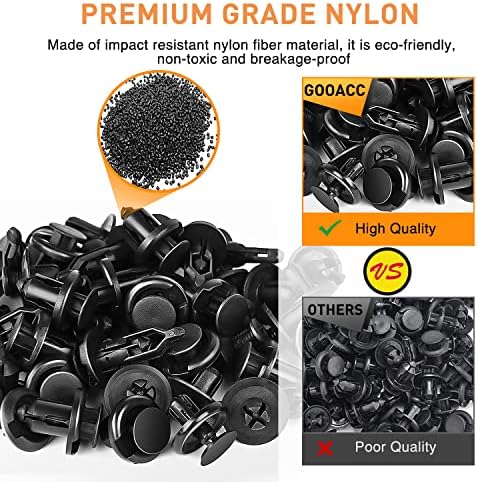 Retentor de carros Gooacc 240pcs 6,3 mm 8mm 9mm 10mm parafusos de expansão Kit de substituição de push clipes de rebite, removedor de fixador de 1pc, preto