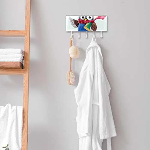 Coruja fofa com lenços de cachecol Organizador de rack com 5 ganchos de parede banheiro prateleira de cozinha rack prateleira de armazenamento multifuncional