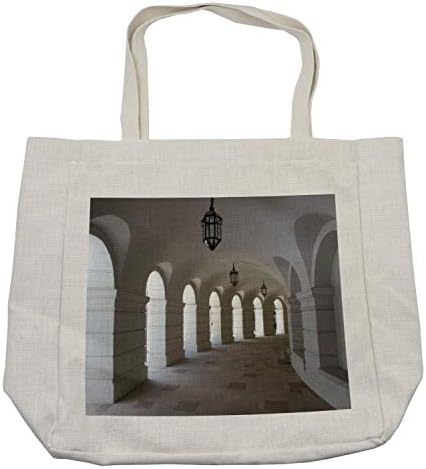 Bolsa de compras medievais de Ambesonne, Idade Média edifícios Arches Arches Architectural Crega Crega Ver impressão de arte, bolsa