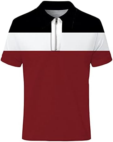 Mens Tees Graphic Tops- Camisetas de design legais para adultos, clássico de colarinho de zíper de manga curta clássica