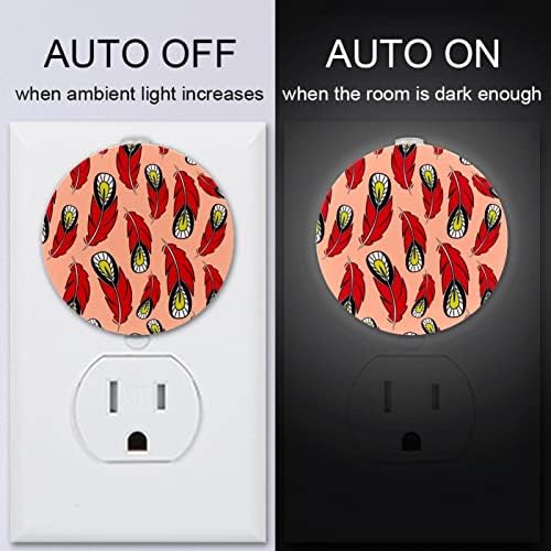 2 Pacote Plug-in Nightlight LED Night Light com Dusk-to-Dewn Sensor for Kids Room, Nursery, Kitchen, Bohemia Red