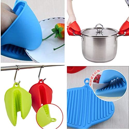 Luvas de mini forno de silicone Potholder, suporte para malhas de malhas resistentes ao calor para cozinhar cozinha e assar, azul