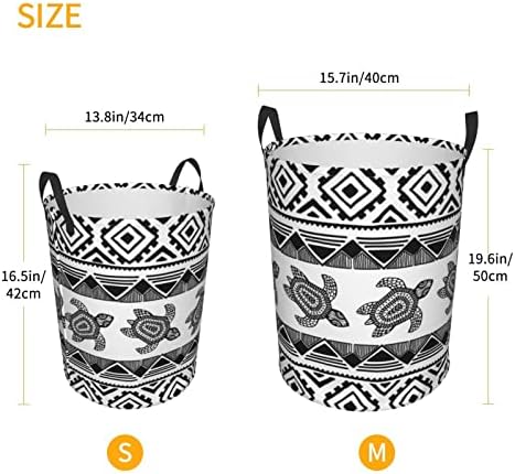 Tartaruga étnica listrada cesta de lavanderia, roupas grandes para armazenamento oxford armazenamento de pano em casa,