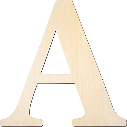 Y8HM 14 polegadas/35cm grandes letras de madeira A, 0,2 polegadas/0,5 cm de espessura em branco inacabado placas de