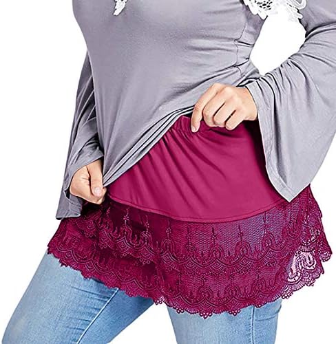 As camisetas t extensas para mulheres em camadas de camadas de ponta inferior inferior inferior mais tamanho tamanho solto