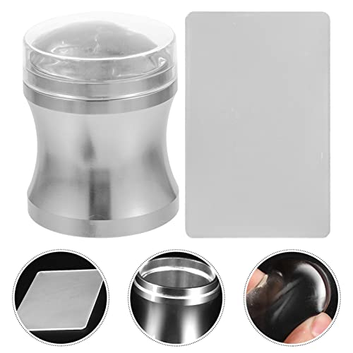 Fomiyes French Tip Nail Tool French Tip Ferramenta de unhas de unhas Stamper Clear Silicone Stamping Geléia com Raspador Manicure