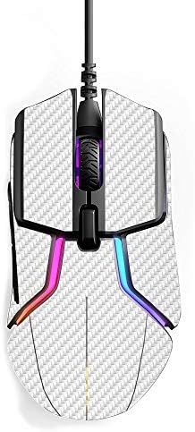 Mightyskins Skin Compatível com SteelSes Rival 600 Gaming Mouse - Fibra de Carbono Branco | Tampa de vinil protetora, durável e