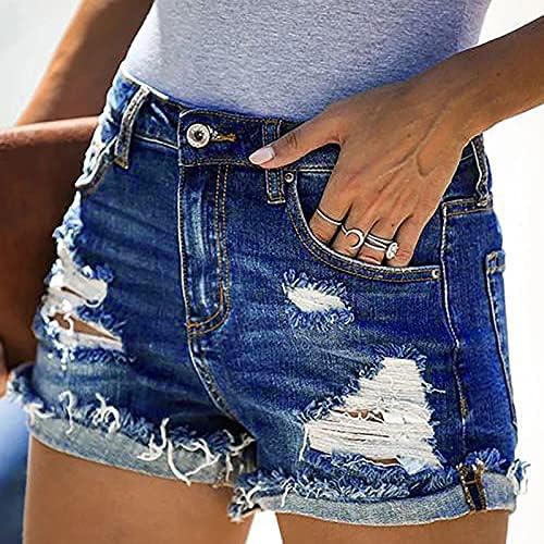 Denim Shorts Mulheres Mulheres sexy verão casual cintura alta shorts de jeans angustiados shorts de praia