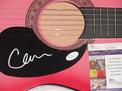 Cam assinado assinado, guitarra acústica de queimação de rosa quente