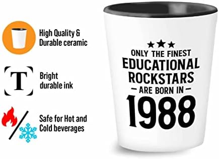 Professor Shot Glass 1.5oz - Rockstars educacionais 1988-35th Aniversário Notas musicais Música Presentes temáticos Banda de piano Orchestra Professores de professores