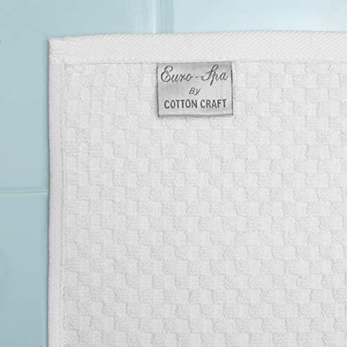 Algodão Craft- Euro Spa Conjunto de 2 lençóis de banho de waffle de luxo, algodão de ring-rings puro de grandes dimensões, 35 polegadas x 70 polegadas, branco