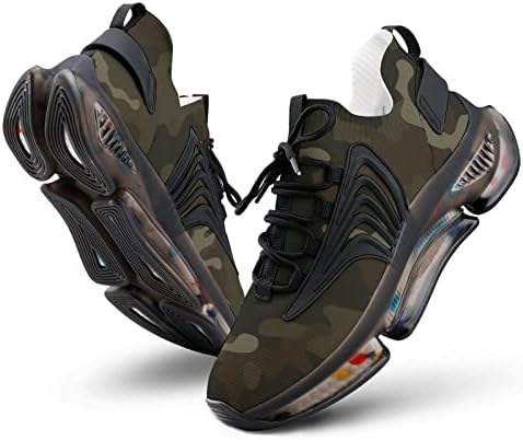 Sapatos de camuflagem gjetfdap para homens homens de corrida tênis femininos confortáveis ​​tênis leves tênis de tênis de camuflagem de sapatos, preto 2,11
