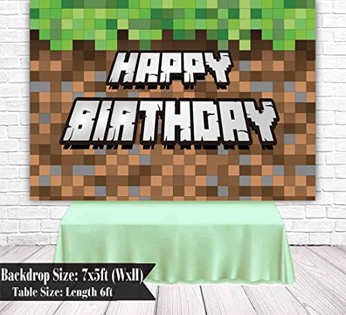 Pixel de 7x5 pés feliz aniversário para videogame de videogame de festas de festas de festas de festas de família
