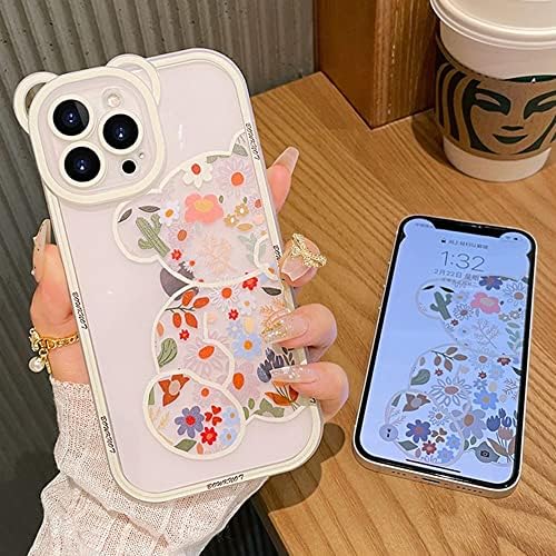 Iaiyoxi iphone xr capa com padrão de flores fofas, protetor de câmera, estojo transparente e corrente de pulseira adorável, compatível com iPhone XR for Girls Women