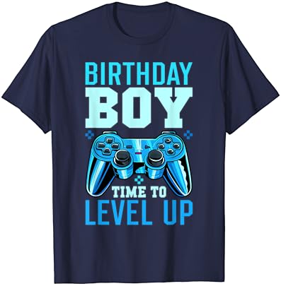 Hora do menino de aniversário para subir de nível combinando camiseta de aniversário de video video