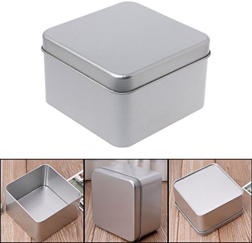 Tonkbeey 9x9cm Pequena caixa de armazenamento de prata de metal Organizador para dinheiro caixa de armazenamento de doces