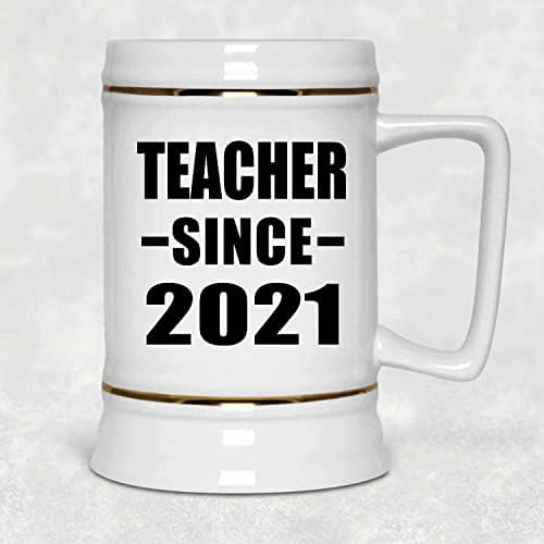 Projeta o professor desde 2021, caneca de 22 onças de caneca de cerâmica de cerveja com alça para freezer, presentes para aniversário de aniversário de Natal dos pais do dia das mães