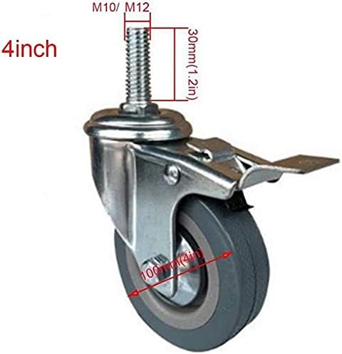 HJRD rodas de rodízio, 4pcsnitures Trolleynituer 75/100mm giratório M10/M12 Rodas/freios/4inchm10