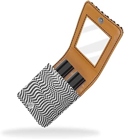 Caixa de batom de Oryuekan com espelho bolsa de maquiagem portátil fofa, bolsa cosmética, padrão 3D Black White Weardboard