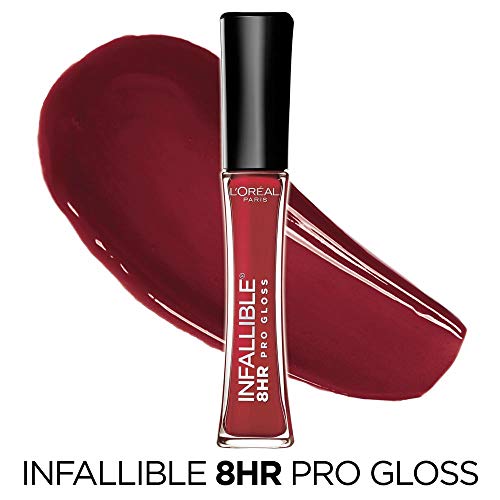 L'Oreal Paris Maquiagem Infalível de 8 horas Gloss, fórmula confortável e hidratante, vermelho rebelde, 0,5 fl.oz.