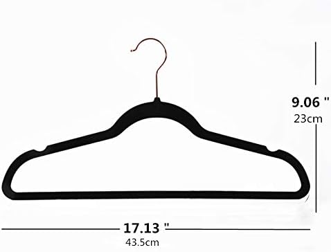 Arekuaii preto de veludo preto havyduty - não deslizamento - cabides de terno de veludo - ganchos de cobre/ouro rosa, cabides de roupas de economia de espaço