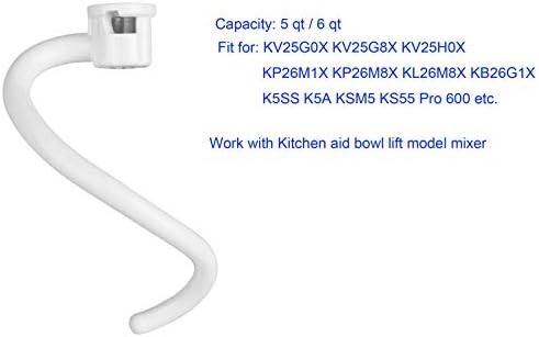 Substituição do gancho de massa espiral para misturador de ajuda da cozinha - gancho de massa revestida para k5ss k5a ksm5 ks55
