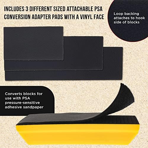 Dura-Gold Pro Série Retângulo Lixar Kit de Blocos de Mão com 3 blocos, 5 , 7-3/4 e 10 Conjunto, gancho de gancho e loop e adaptador PSA Pad & 100 Grit PSA Longboard Roll 20 jardas, 2-3/ 4 de largura