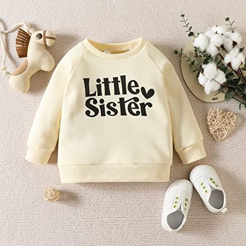 VCHOOHCE Baby Girl Irmã combinando roupa de manga longa de letra de letra de impressão de estampa Crewneck Sweater Sweater