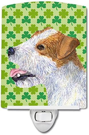 Tesouros de Caroline SS4435CNL Jack Russell Terrier St. Patrick's Day Shamrock Retrato Cerâmica Night Light, Compact, Ul certificada, ideal para quarto, banheiro, berçário, corredor, cozinha, cozinha,