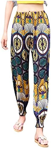 Calça de harém beuu para mulheres hippie calças ciganas casuais bohemianas, calça de ioga - calças de harém baggy boho