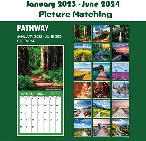 2023-2024 Calendário de parede - 18 calendário mensal 2023-2024, janeiro de 2023 - junho de 2024, 12 x 24, com papel grosso, blocos