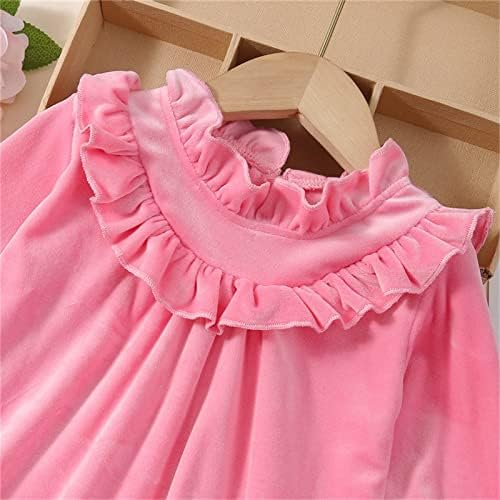 Vestido bebê vestido criança criança garotas meninas infantis colarinho de renda moda vestido de veludo de veludo dourado para meninas