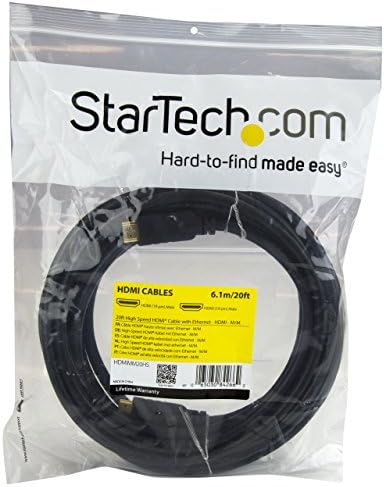 Startech.com Cabo HDMI de 20 pés - cabo HDMI de alta velocidade em 4K com Ethernet - 4K 30Hz UHD HDMI CORD - 10,2