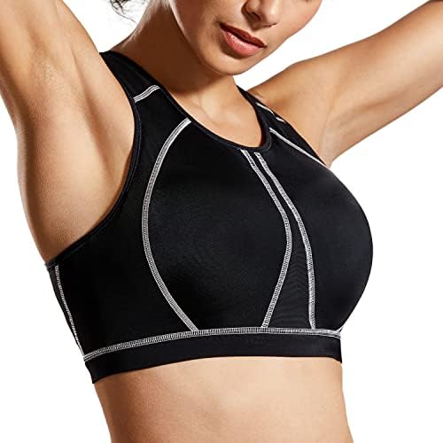 Syrokan High Neck Sports Sports for Women High Support High Racerback Cobertura completa Bra acolchoado sem fio