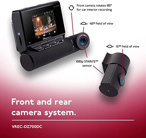 Pioneer VREC-DZ700DC Recordagem dupla de 2 canais 1080p Sistema de câmera HD com WiFi e tela LCD de 2