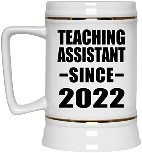 Designsify Teaching Assistant Desde 2022, caneca de 22 onças de caneca de caneca de cerâmica com alça para freezer, presentes para aniversário de aniversário de Natal dos pais do dia das mães Dia