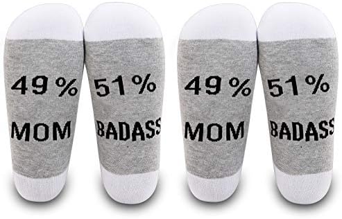 Levlo Funny Mom Presente Mãe Socha 49% Mamãe/Mimi/Nonna 51% Meias Badass Day para a mãe vovó