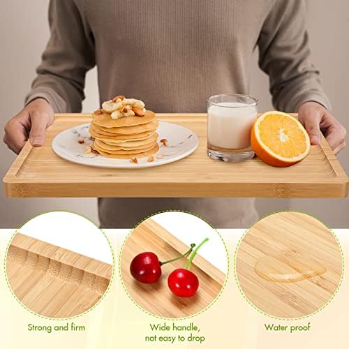 3 PCs Bambu que serve bandejas de lanches retangulares Bandejas de comida multi -uso Plates de chá Placa de queijo Placa Bandejas de banheiros para café Comida de café da manhã Dinner